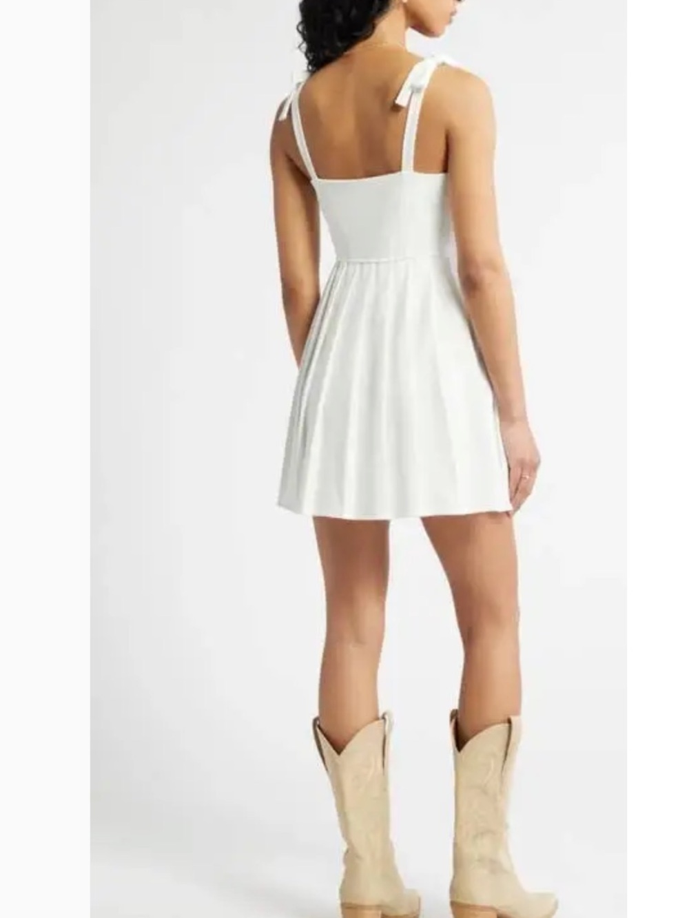 BP. Tie Strap Pleated Minidress In White New! - Picture 2 of 10